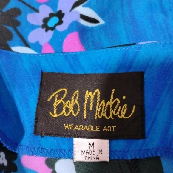 Bob Mackie Evocative Kimono Cardigan Coverup Top XL Blue Floral Open Front - Picture 4 of 5